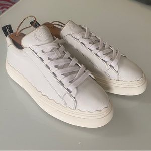 Chloe Lauren White Leather Sneakers